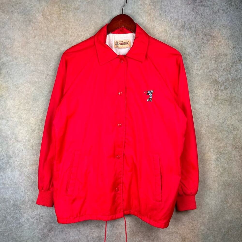 Vintage 80s Disney Minnie Mouse Golf Jacket Womens Sz 36 Red Button Up Collared